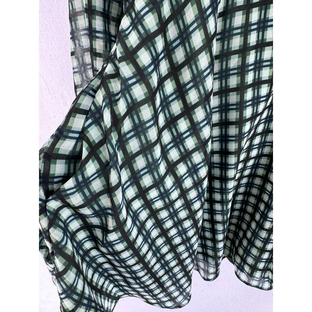Anthropologie butch plaid green jumper dress pockets lined chic versatile M - Picture 9 of 10